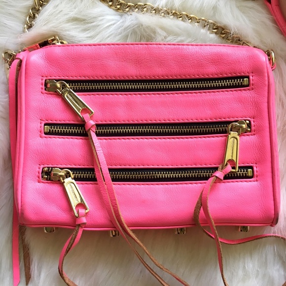 Rebecca Minkoff 'Mini 5 Zip' Neon Pink Crossbody - Picture 2 of 8